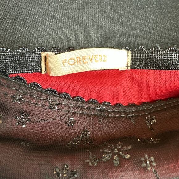 Vintage Forever 21 Dress Womens S/M Black Red Mesh Babydoll Whimsy Fairy Y2K - Picture 12 of 13